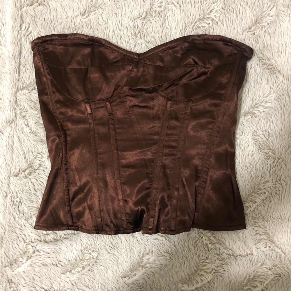Chocolate satin corset top